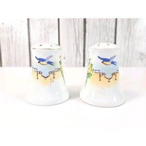 Nippon Hand Painted Salt and Pepper Shaker Set Blue Bird